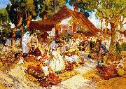 Frederick Arthur Bridgman An evening gathering at a North-African encampment oil